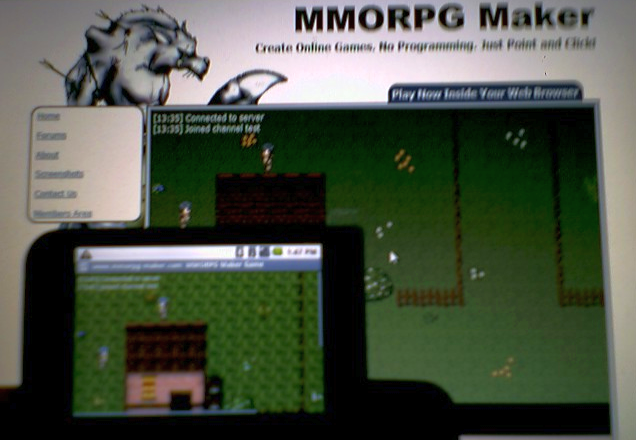 Mobile MMORPG made with MMORPG Maker XB running on HTC Dream with Android 1.6